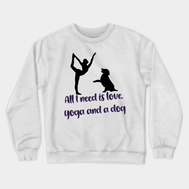 All I need is love yoga and a dog illustration Crewneck Sweatshirt by Holailustra